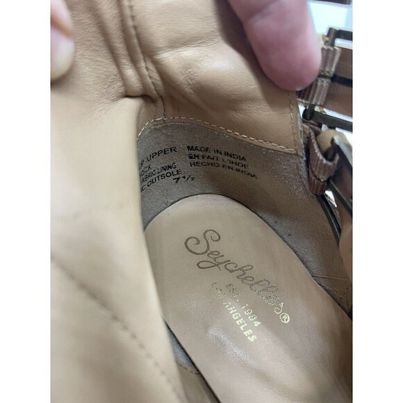 Seychelles Women's Give It a Whirl Ankle Boot Leather 7.5 Tan Nubuck Block Heel - Picture 10 of 11
